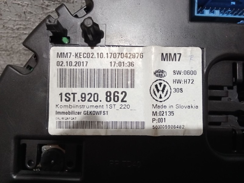 Recambio de cuadro instrumentos para skoda citigo (nf1) 1.0 referencia OEM IAM 1ST920862  