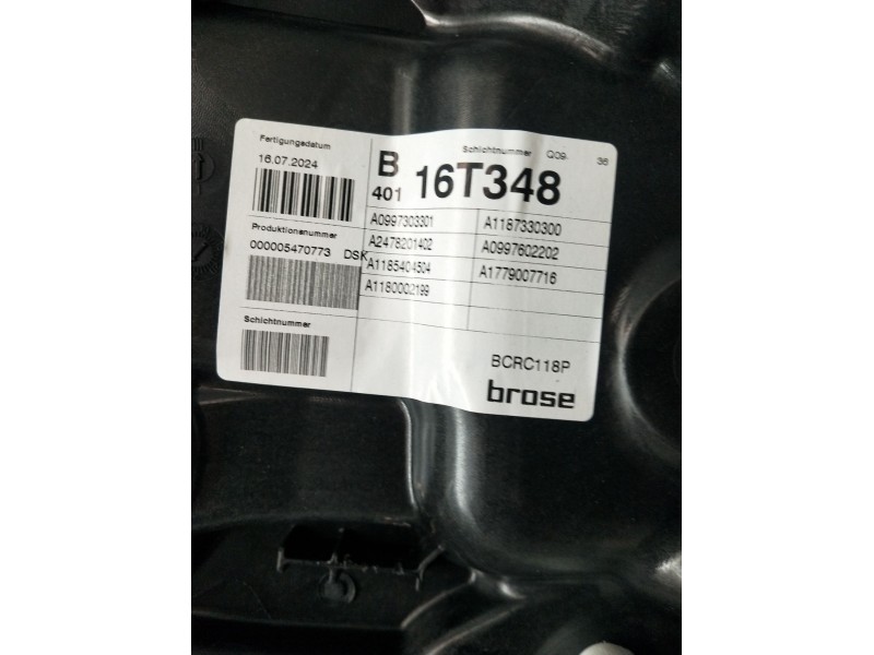 Recambio de elevalunas trasero derecho para mercedes-benz cla shooting brake (x118) cla 200 d (118.612) referencia OEM IAM A1187