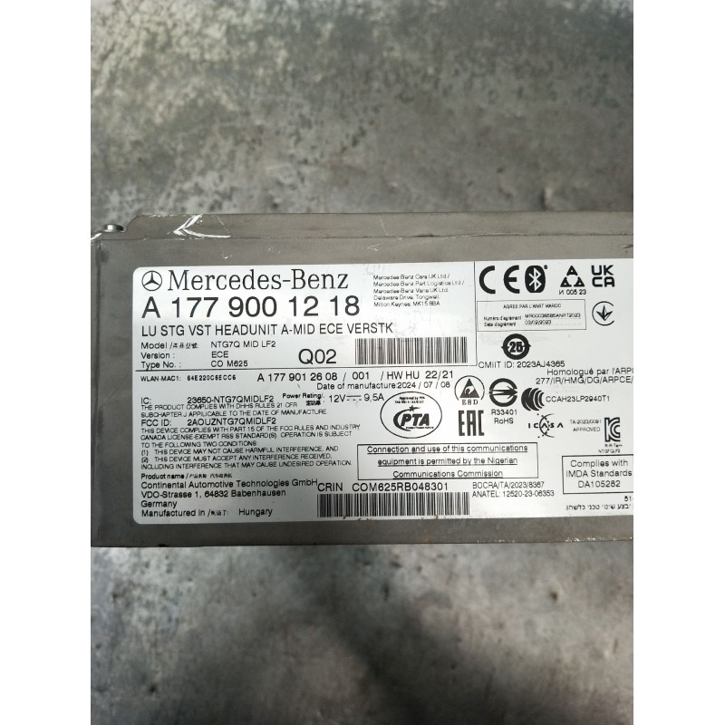 Recambio de sistema audio / radio cd para mercedes-benz cla shooting brake (x118) cla 200 d (118.612) referencia OEM IAM A177900