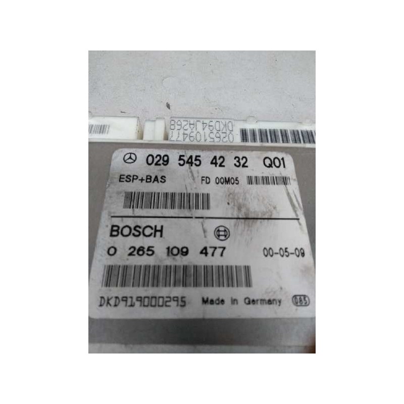 Recambio de centralita abs para mercedes clase a (w168) 1.6 cat referencia OEM IAM 0265109477 0295454232 FD00M05 Q01