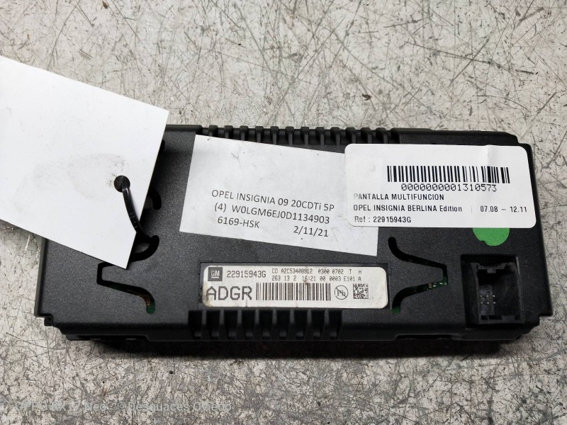 Recambio de pantalla multifuncion para opel insignia berlina edition referencia OEM IAM 22915943G  