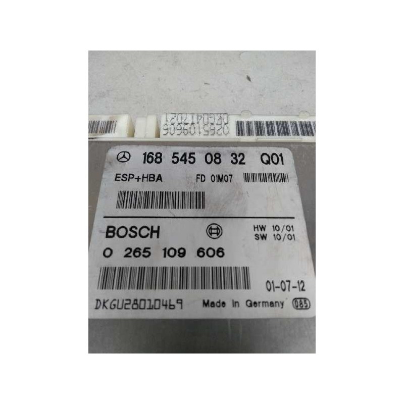 Recambio de centralita abs para mercedes clase a (w168) 1.7 cdi diesel cat referencia OEM IAM 0265109606 1685450832 FD01M07 Q01