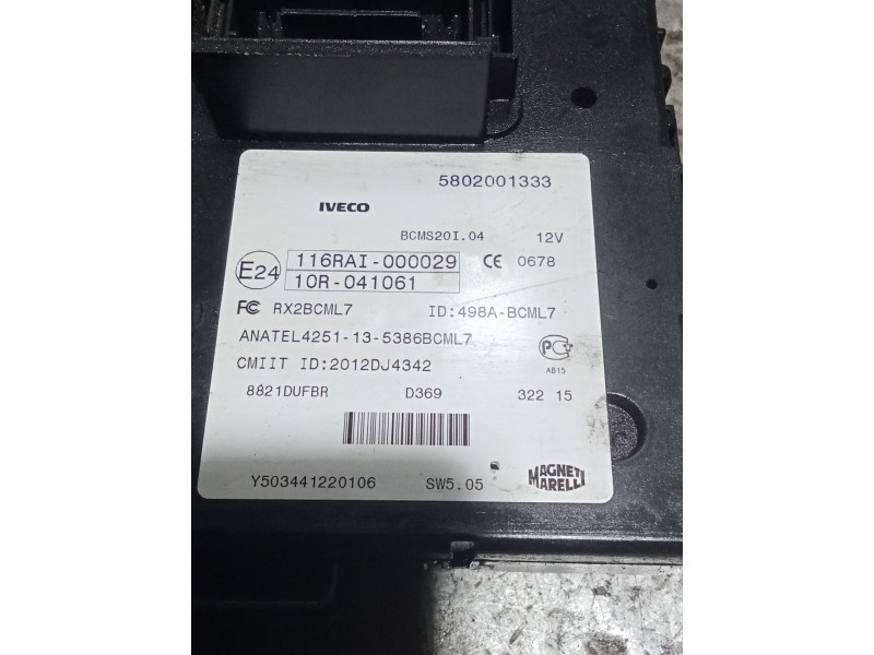 Recambio de caja reles / fusibles para iveco daily vi furgoneta 33s13, 35s13, 35c13 referencia OEM IAM 5802001333  