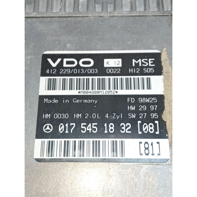 Recambio de centralita motor uce para mercedes-benz clase e (w210) e 200 (210.035) referencia OEM IAM 0175451832 412229013003 