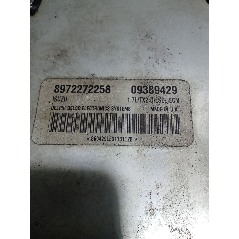 Recambio de centralita motor uce para opel corsa c (x01) 1.7 dti (f08, f68) referencia OEM IAM 8972272258 09389429 