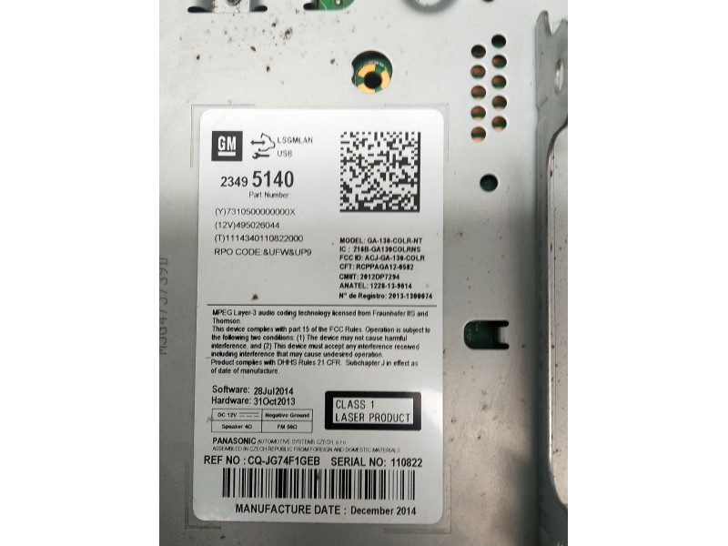 Recambio de sistema audio / radio cd para opel astra j sedán 1.6 cdti (69) referencia OEM IAM 23495140 110822 