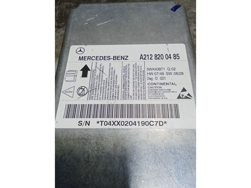 Recambio de centralita airbag para mercedes-benz clase e (w212) e 220 cdi / bluetec (212.001, 212.002) referencia OEM IAM A21282