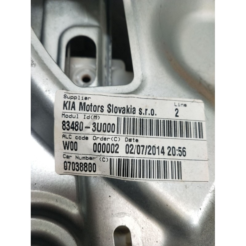 Recambio de elevalunas trasero derecho para kia sportage iii (sl) 1.6 gdi referencia OEM IAM 834803U000  