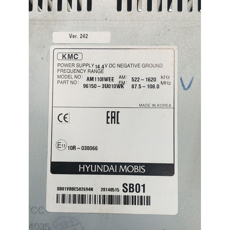 Recambio de sistema audio / radio cd para kia sportage iii (sl) 1.6 gdi referencia OEM IAM 20140515SB01 AM110IWEE 