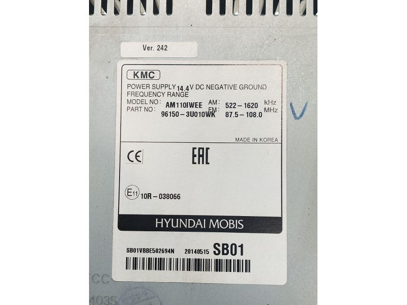 Recambio de sistema audio / radio cd para kia sportage iii (sl) 1.6 gdi referencia OEM IAM 20140515SB01 AM110IWEE 