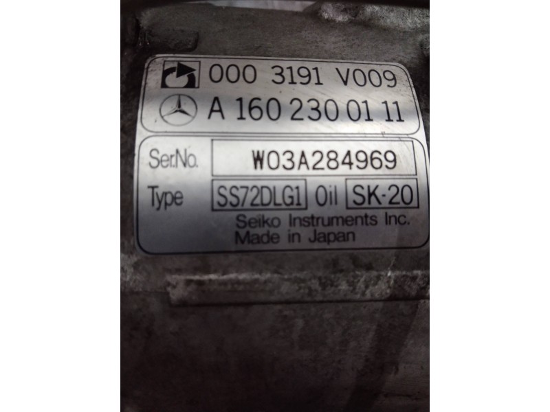 Recambio de compresor aire acondicionado para smart coupe básico (45kw) referencia OEM IAM 0003191V009  