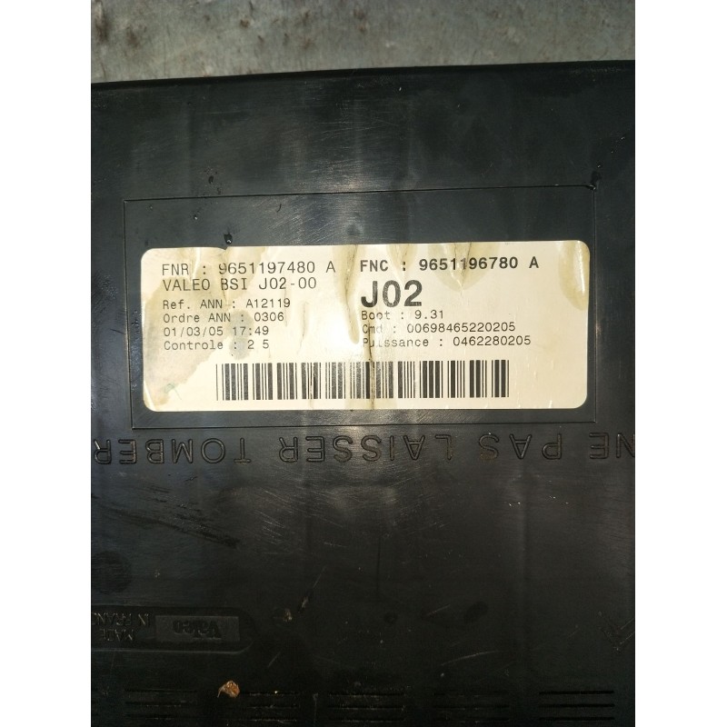 Recambio de caja reles / fusibles para peugeot 307 sw (3h) 1.6 hdi 110 referencia OEM IAM 9651196780A BSIJ0200 9651197480