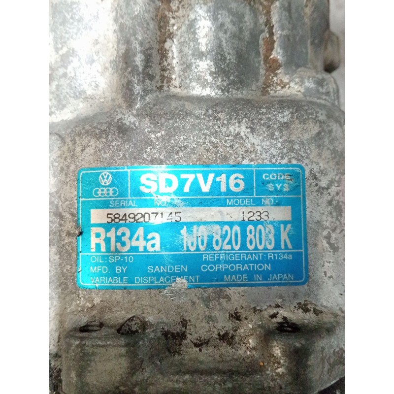 Recambio de compresor aire acondicionado para volkswagen bora i (1j2) 1.9 tdi referencia OEM IAM 1J0820803K  