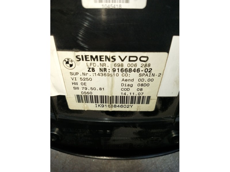 Recambio de cuadro instrumentos para bmw 3 touring (e91) 320 d referencia OEM IAM 916684602 698006288 