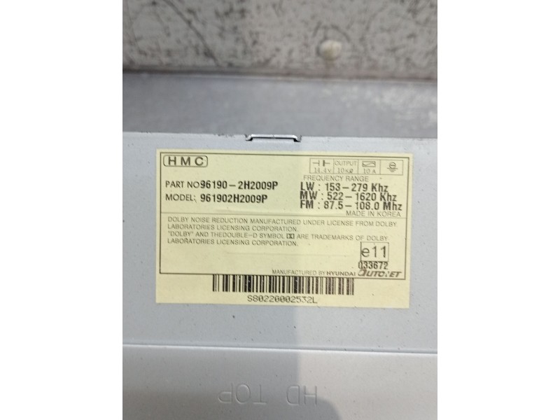 Recambio de sistema audio / radio cd para hyundai elantra iii sedán (xd) 1.6 referencia OEM IAM 961902H2009P 961902H2009P 