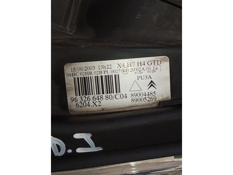 Recambio de faro izquierdo para citroën c5 i (dc_) 2.0 hdi (dcrhzb, dcrhze) referencia OEM IAM 9632664880 89004485 89005269