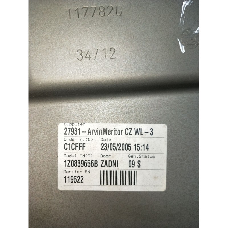 Recambio de elevalunas trasero derecho para skoda octavia ii (1z3) 1.9 tdi referencia OEM IAM 1Z0839656B 5P 