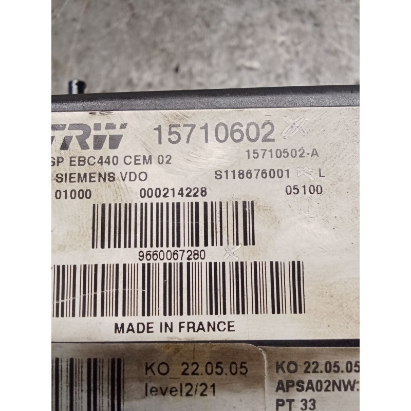 Recambio de abs para peugeot 407 (6d_) 1.6 hdi 110 (6d9hzc, 6d9hyc) referencia OEM IAM 15710602 S118676001 9660067280 