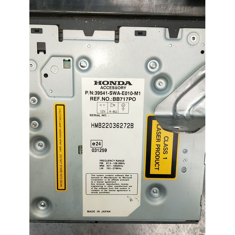 Recambio de pantalla multifuncion para honda cr-v iii (re_) 2.0 i-vtec (re5, re1) referencia OEM IAM HMB22036272B BB717PO 39541S