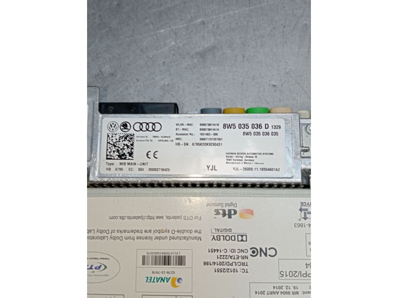 Recambio de sistema navegacion gps para audi q5 (fyb, fyg) sq5 tdi mild hybrid quattro referencia OEM IAM 8W5035036D 8W503503603