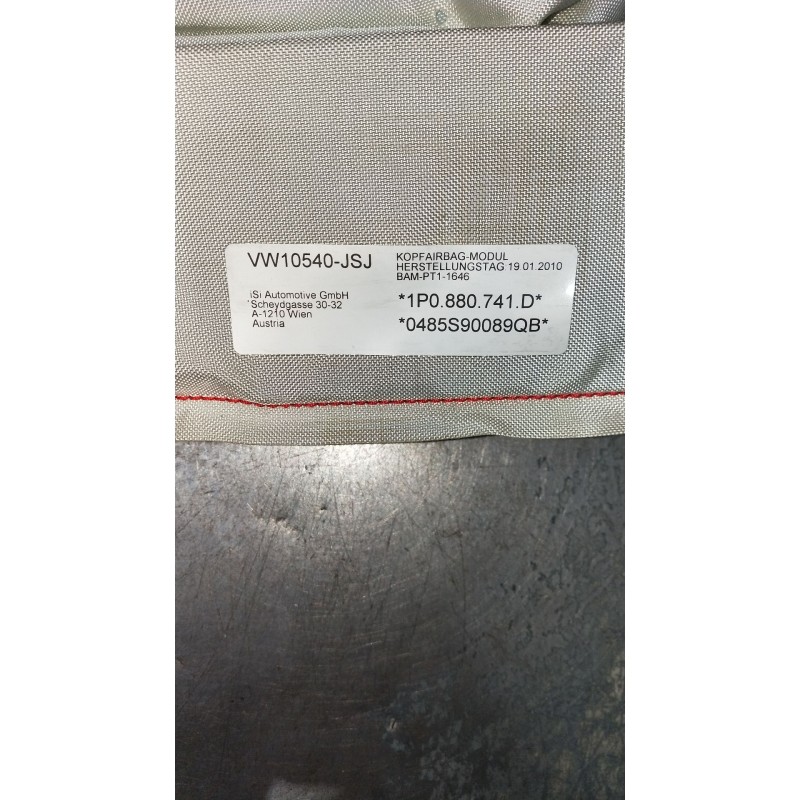 Recambio de airbag cortina delantero derecho para seat leon (1p1) 1.4 tsi referencia OEM IAM 1P0880741D 0485S90089QB VW10540JSJ