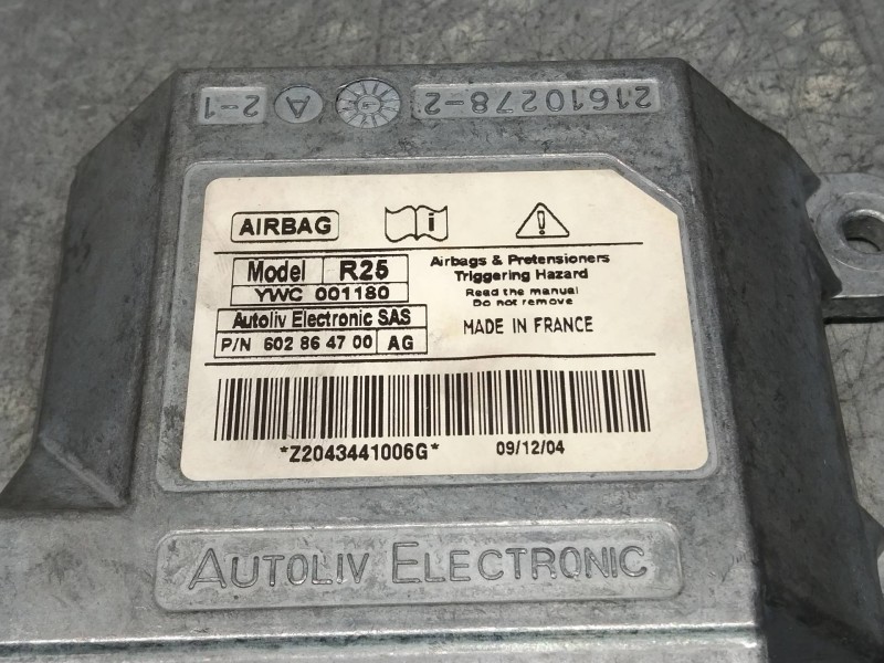 Recambio de centralita airbag para mg rover mg zr (f/rf) 105 referencia OEM IAM 602864700 YWC001180 R25
