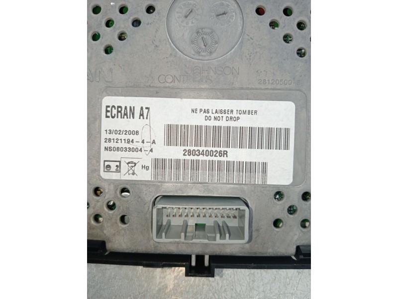 Recambio de pantalla multifuncion para renault laguna iii (bt0/1) 2.0 16v (bt05, bt0f, bt0w) referencia OEM IAM 280340026R 28121