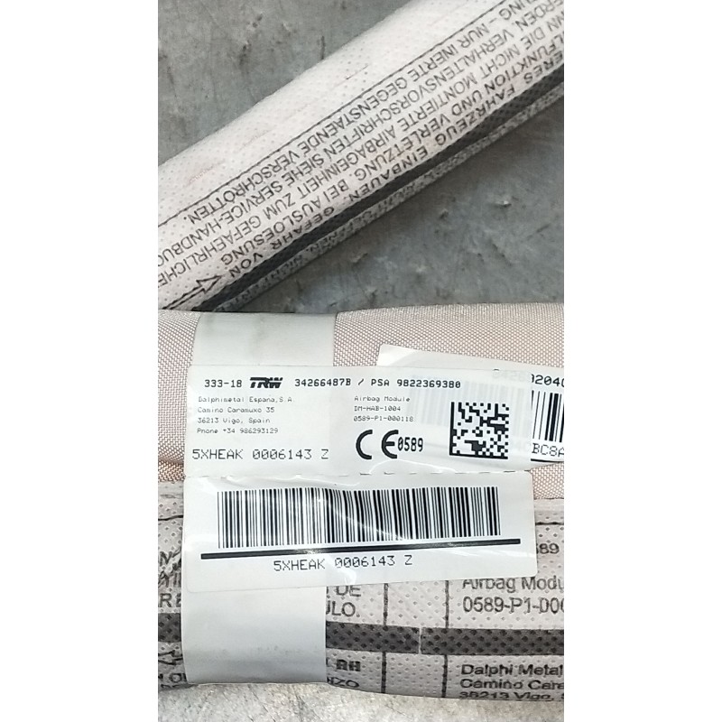 Recambio de airbag cortina delantero derecho para citroën c5 aircross (ac_, aj_, ar_, a4_) 2.0 bluehdi 180 (ajehzr) referencia O