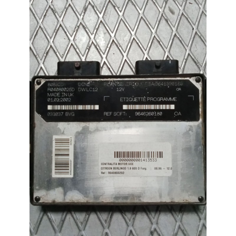 Recambio de centralita motor uce para citroën berlingo 1.9 600 d furg. referencia OEM IAM R04080025D 9641390180 9646260180