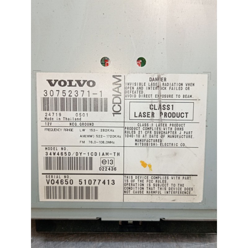 Recambio de sistema audio / radio cd para volvo v50 (545) 2.0 d referencia OEM IAM 307523711 V0465051077413 