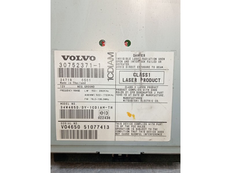 Recambio de sistema audio / radio cd para volvo v50 (545) 2.0 d referencia OEM IAM 307523711 V0465051077413 