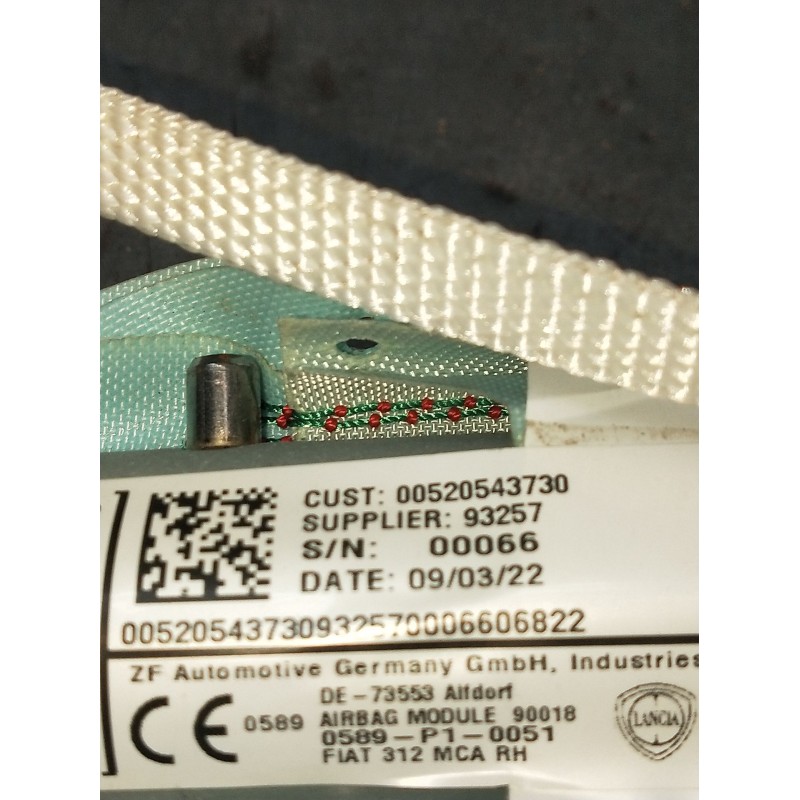 Recambio de airbag cortina delantero derecho para fiat 500 312 1.0 hybrid referencia OEM IAM 00520543730  