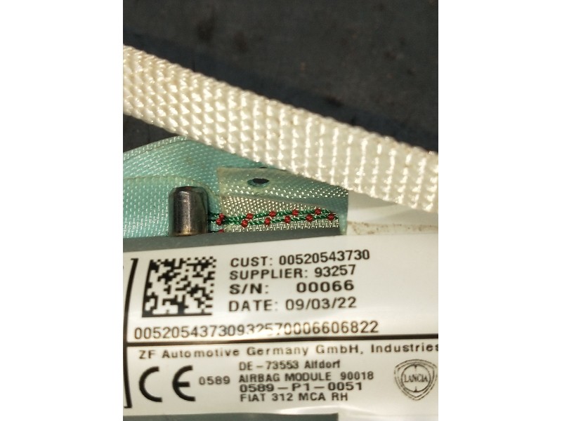 Recambio de airbag cortina delantero derecho para fiat 500 312 1.0 hybrid referencia OEM IAM 00520543730  