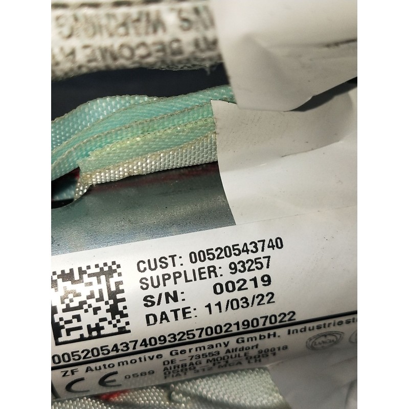 Recambio de airbag cortina delantero izquierdo para fiat 500 312 1.0 hybrid referencia OEM IAM 00520543740  