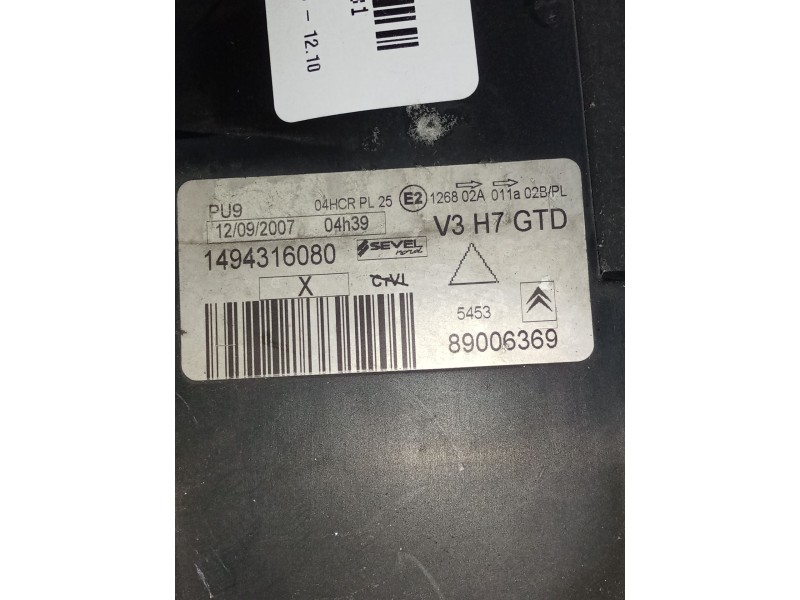 Recambio de faro izquierdo para citroën c8 hdi 120 premier referencia OEM IAM 89006369 1494316080 