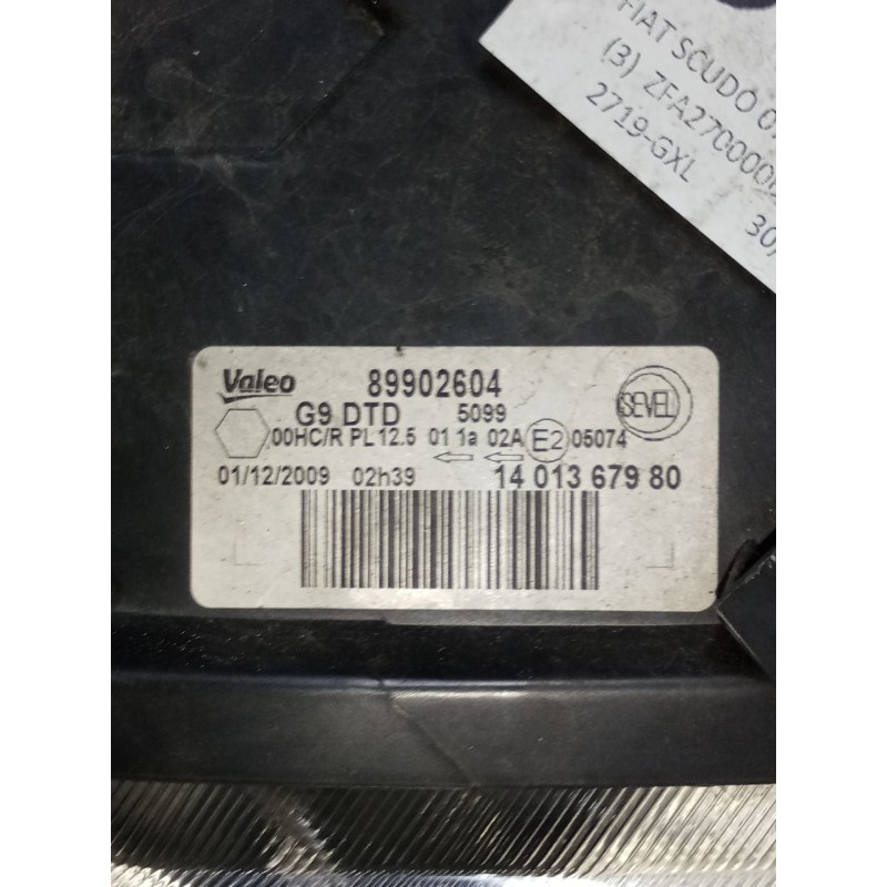 Recambio de faro derecho para fiat scudo combi (272) l1h1 120 multijet (5 pl.) referencia OEM IAM 89902604 1401367980 