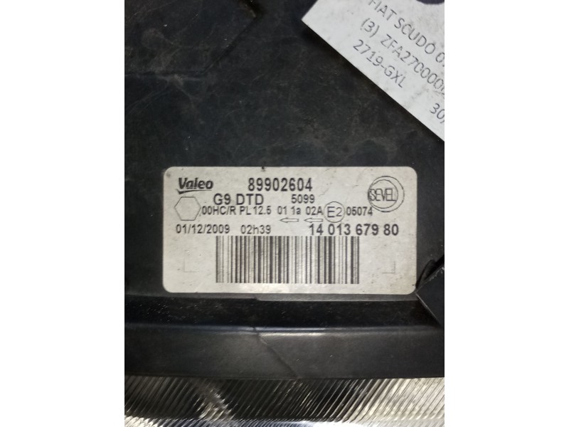 Recambio de faro derecho para fiat scudo combi (272) l1h1 120 multijet (5 pl.) referencia OEM IAM 89902604 1401367980 