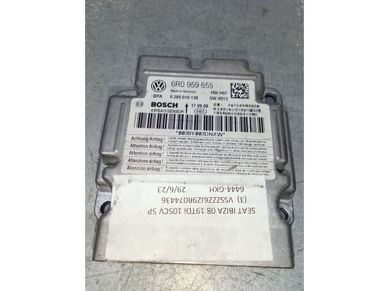 Recambio de centralita airbag para seat ibiza (6j5) 1.9 tdi referencia OEM IAM 0285010138 6R0959655 