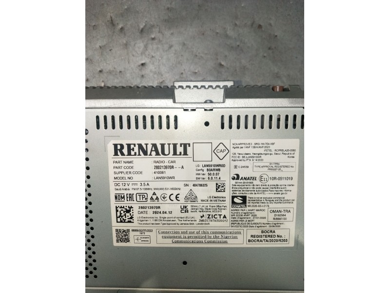 Recambio de pantalla multifuncion para dacia sandero iii 1.0 tce 90 eco-g referencia OEM IAM 280213970R LAN5910WR0D 