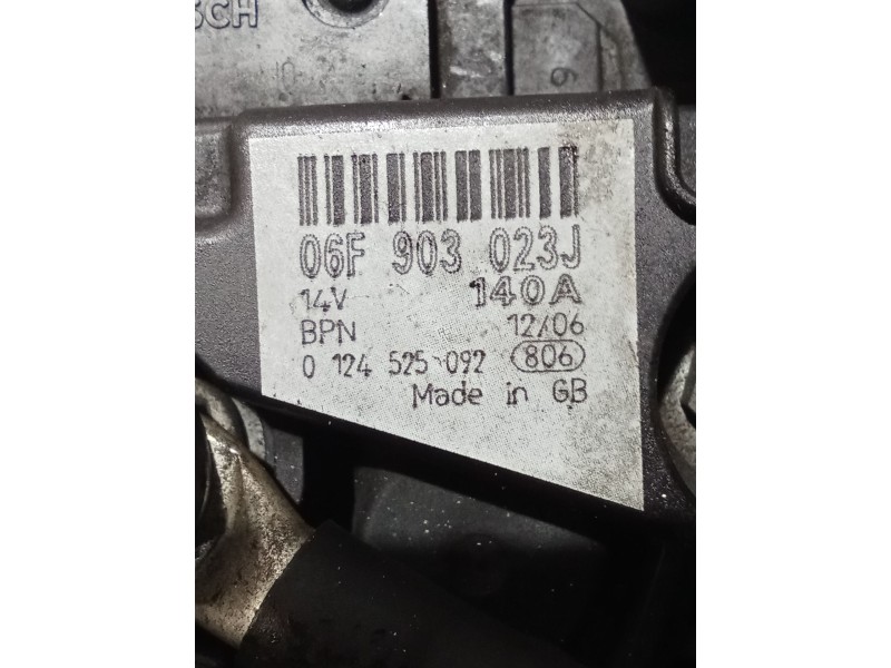 Recambio de alternador para audi a4 b7 (8ec) 2.0 tdi 16v referencia OEM IAM 06F903023J 0124525092 140A