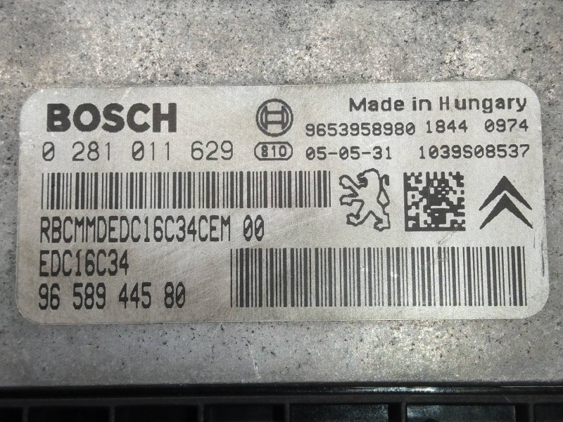 Recambio de centralita motor uce para peugeot 307 (s1) xs referencia OEM IAM 0281011629 9658944580 EDC16C34