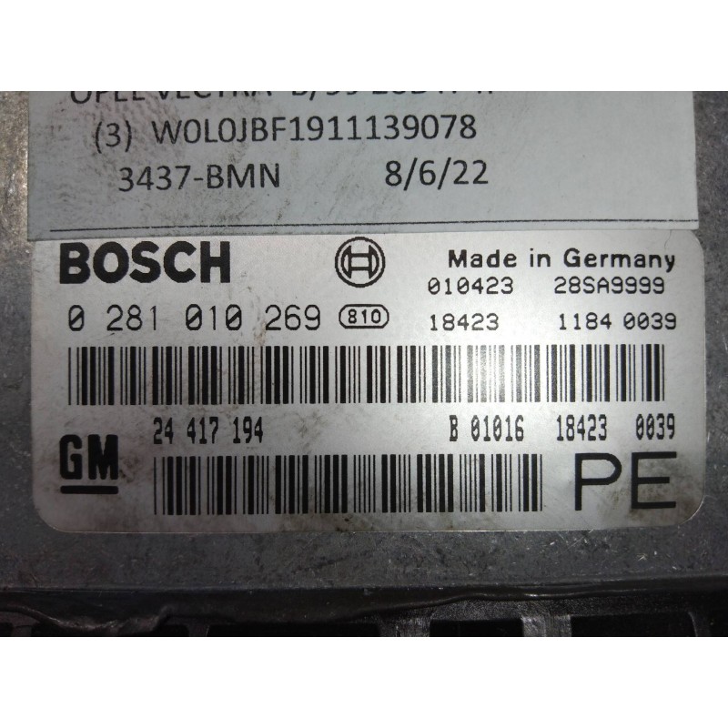 Recambio de centralita motor uce para opel vectra b berlina comfort referencia OEM IAM 0281010269 24417194 PE