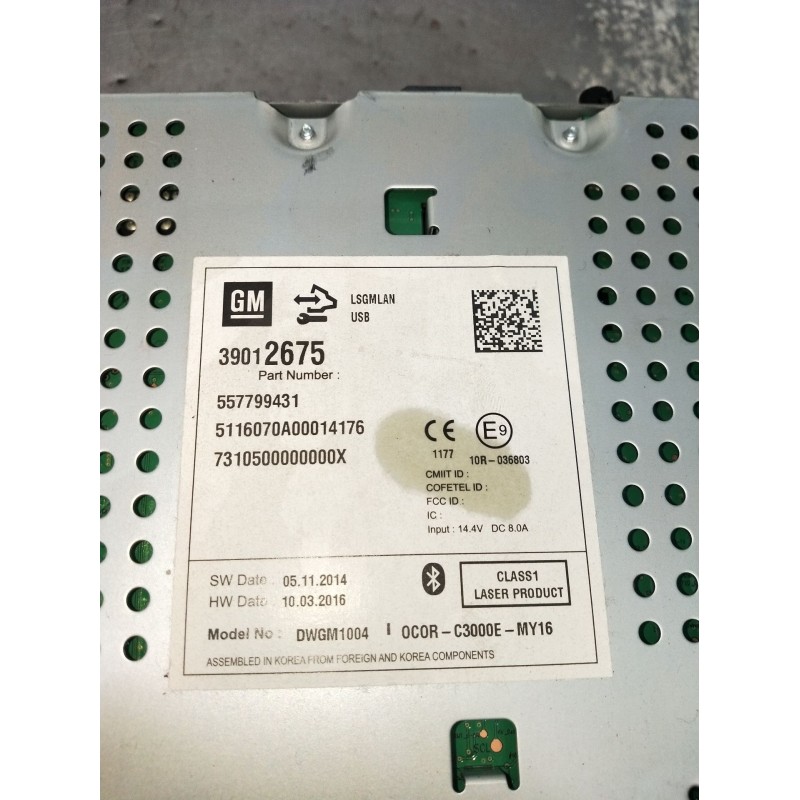 Recambio de sistema audio / radio cd para opel corsa e (x15) 1.3 cdti (08, 68) referencia OEM IAM 39012675 557799431 5116070A000