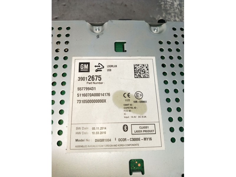 Recambio de sistema audio / radio cd para opel corsa e (x15) 1.3 cdti (08, 68) referencia OEM IAM 39012675 557799431 5116070A000