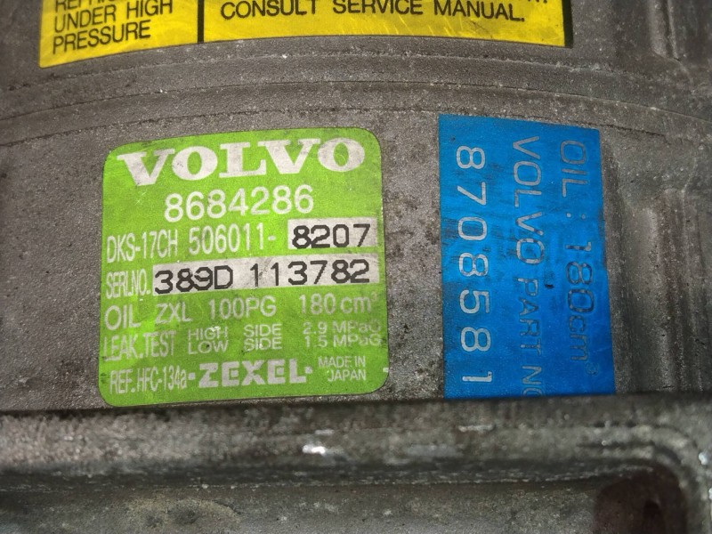 Recambio de compresor aire acondicionado para volvo s60 berlina 2.4 (125kw) referencia OEM IAM 5060118207 8684286 8708581