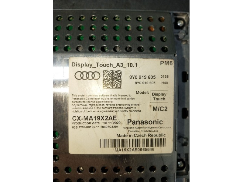 Recambio de pantalla multifuncion para audi a3 sportback (8ya, 8yf) 35 tdi referencia OEM IAM 8Y0919605 CXMA19X2AE 
