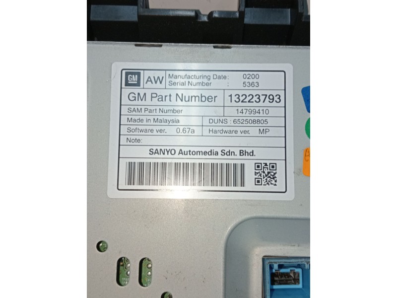 Recambio de pantalla multifuncion para opel astra j lim. cosmo referencia OEM IAM 13223793  