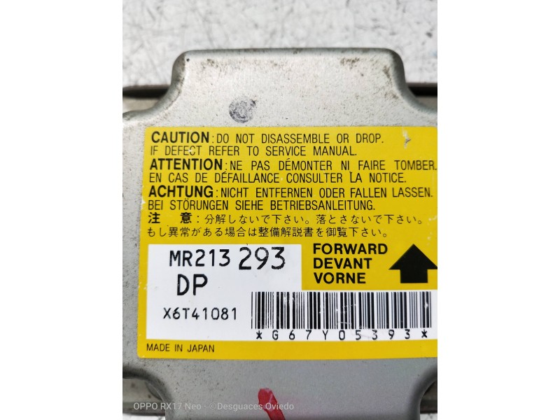Recambio de centralita airbag para mitsubishi galant berlina (ea0) 2.0 cat referencia OEM IAM MR213293 DP X6T41081