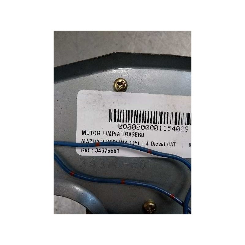 Recambio de motor limpia trasero para mazda 2 berlina (dy) 1.4 diesel cat referencia OEM IAM 34376581  