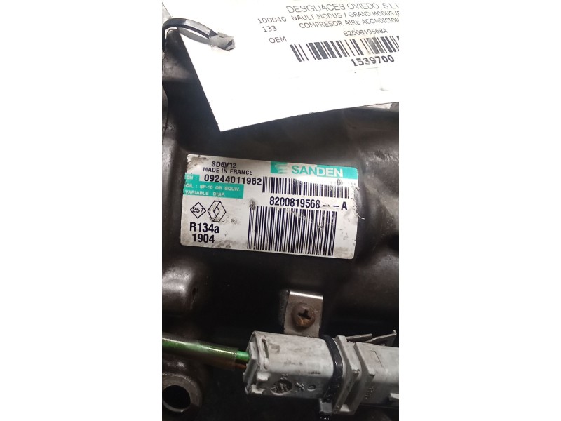 Recambio de compresor aire acondicionado para renault modus / grand modus (f/jp0_) 1.2 (jp0c, jp0k, fp0c, fp0k, fp0p, jp0p, jp0t